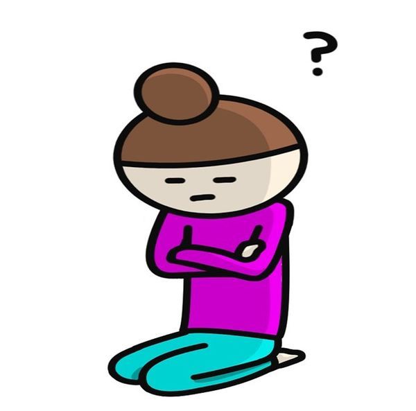 女の人が座って考え込んでるイラスト