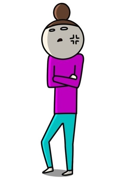 女の人が腕組して怒っているイラスト