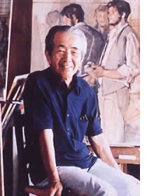 小磯良平 出身校 兵庫高校 創立70周年頒布記念品 陶板額 深川製磁 小磯良平 1973年神戸文化ホール開館記念 陶板画 絵画 「舞台の上