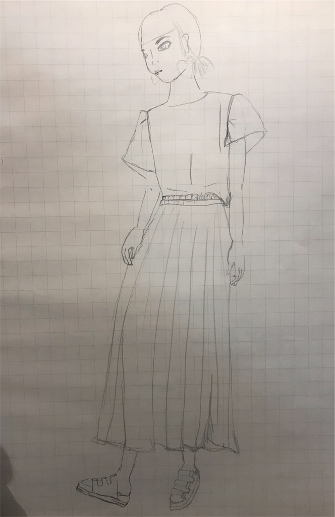 ファッションデザイン画 オーガンジー素材を描く 洋服大好きぱんじーの奮闘 洋裁 ワンピースデザインと育児のブログ