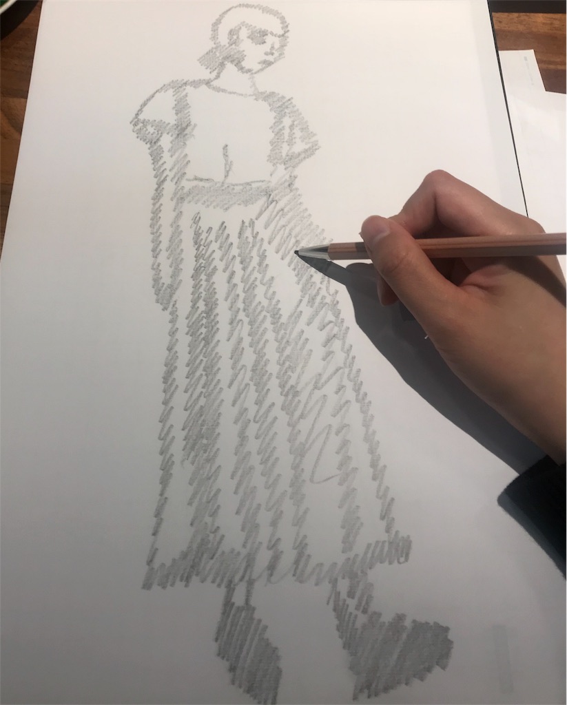 ファッションデザイン画 オーガンジー素材を描く 洋服大好きぱんじーの奮闘 洋裁 ワンピースデザインと育児のブログ