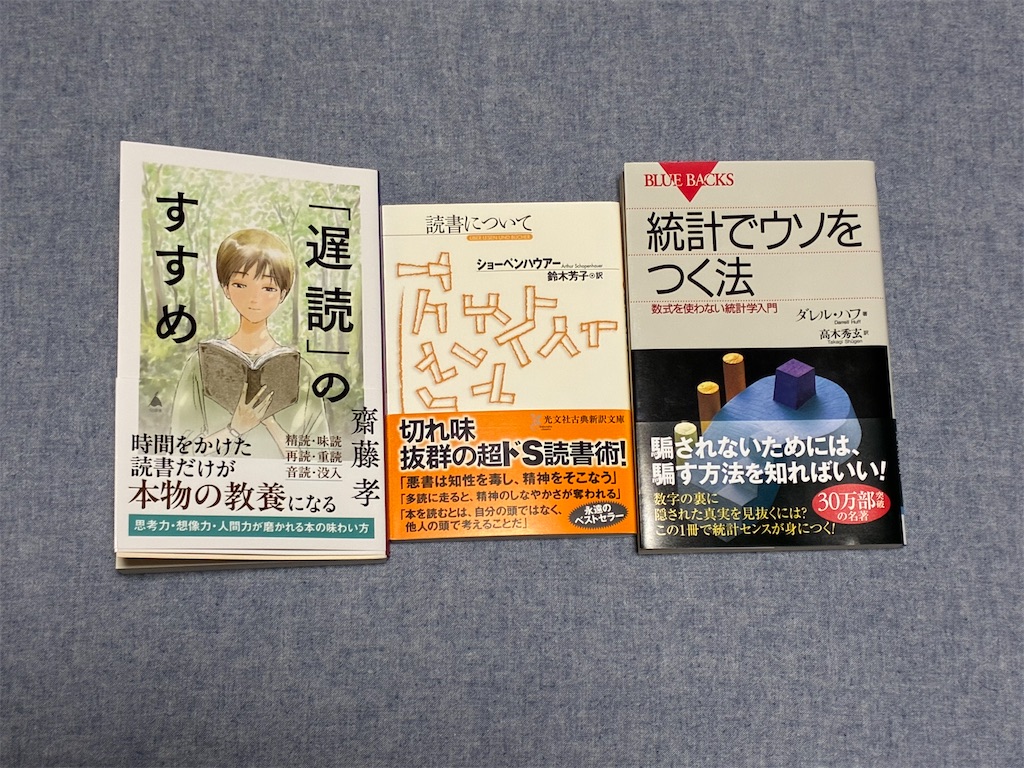 齋藤孝　遅読のすすめ　ショーペンハウアー　読書について　ダレル・ハフ　統計でウソをつく法　3冊比較　