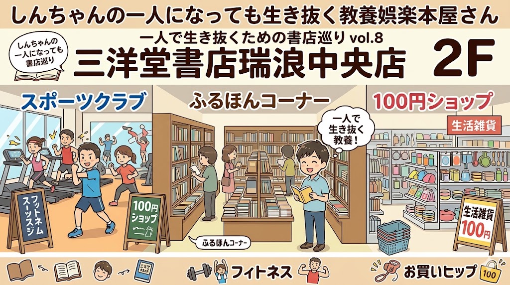 岐阜県瑞浪市　岐阜県　瑞浪市　三洋堂書店瑞浪中央店　三洋堂書店　瑞浪中央店　一人で生き抜く　イメージ画像　100円ショップ　ふるほんコーナー　スポーツクラブ　AI