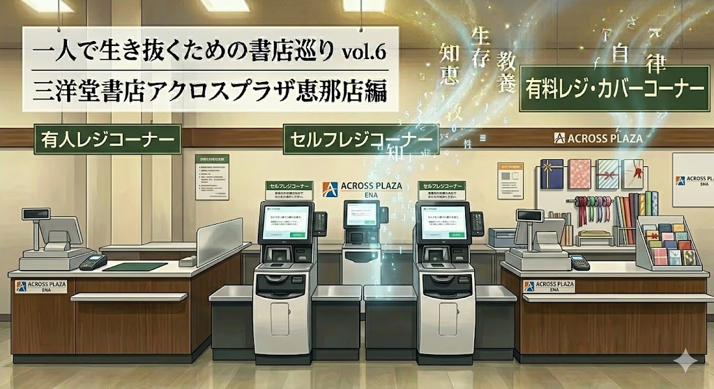 三洋堂書店　アクロスプラザ恵那店　岐阜県　恵那市　セルフレジ　有人レジ　有料レジ袋　カバー　書店　本屋さん