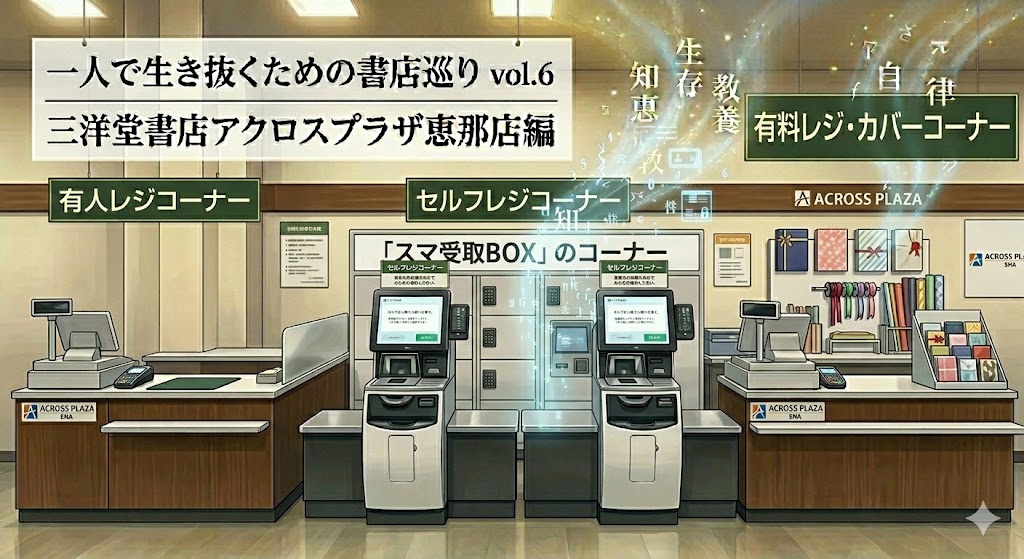 スマ受取BOX　セルフレジ　三洋堂書店　アクロスプラザ恵那店　岐阜県　恵那市　本屋さん　書店　一人で生き抜く