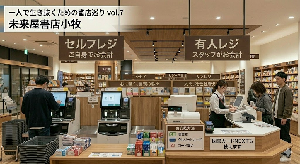イオン小牧　未来屋書店　小牧店　愛知県小牧市　セルフレジ　有人レジ　本屋さん　書店　一人で生き抜く　書評記事　書評ブログ