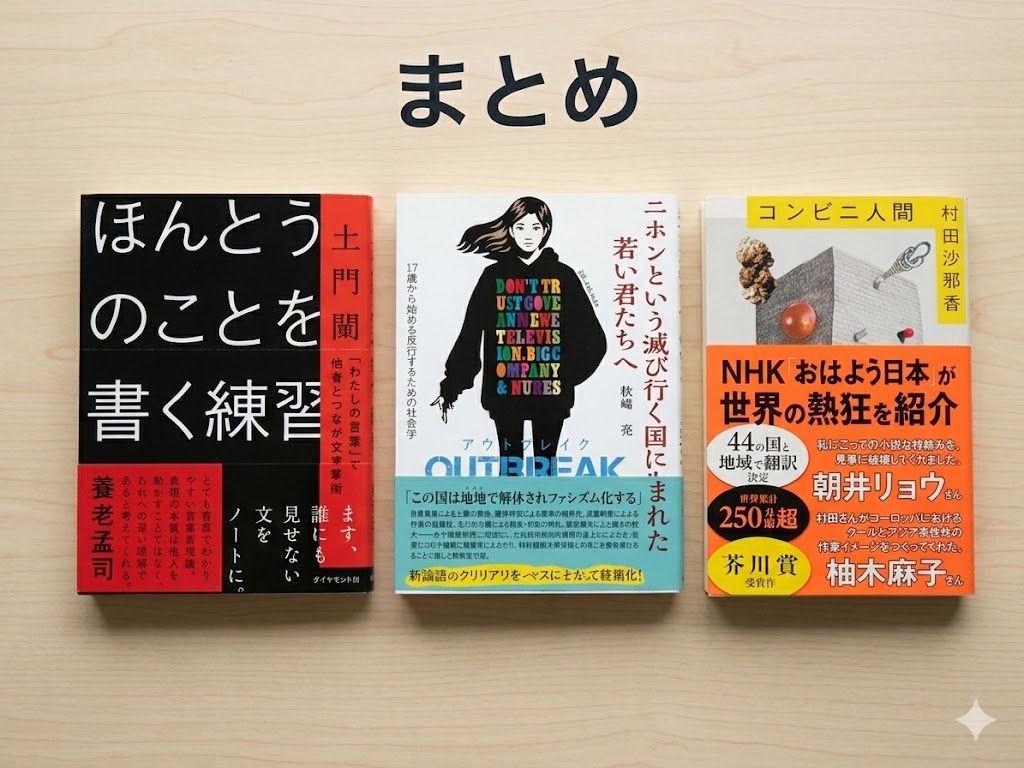 土門蘭　ほんとうのことを書く練習　文章術　二ホンという滅び行く国に生まれた若い君たちへ　秋嶋亮　社会　コンビニ人間　文学　村田沙耶香
