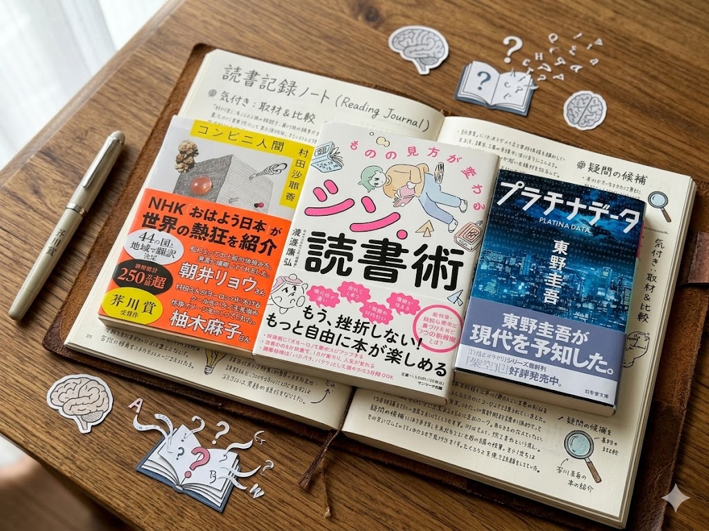 村田沙耶香　文学　表紙　コンビニ人間　渡邊康弘　シン・読書術　読書術　東野圭吾　プラチナデータ　SF小説　転職　転職エージェント