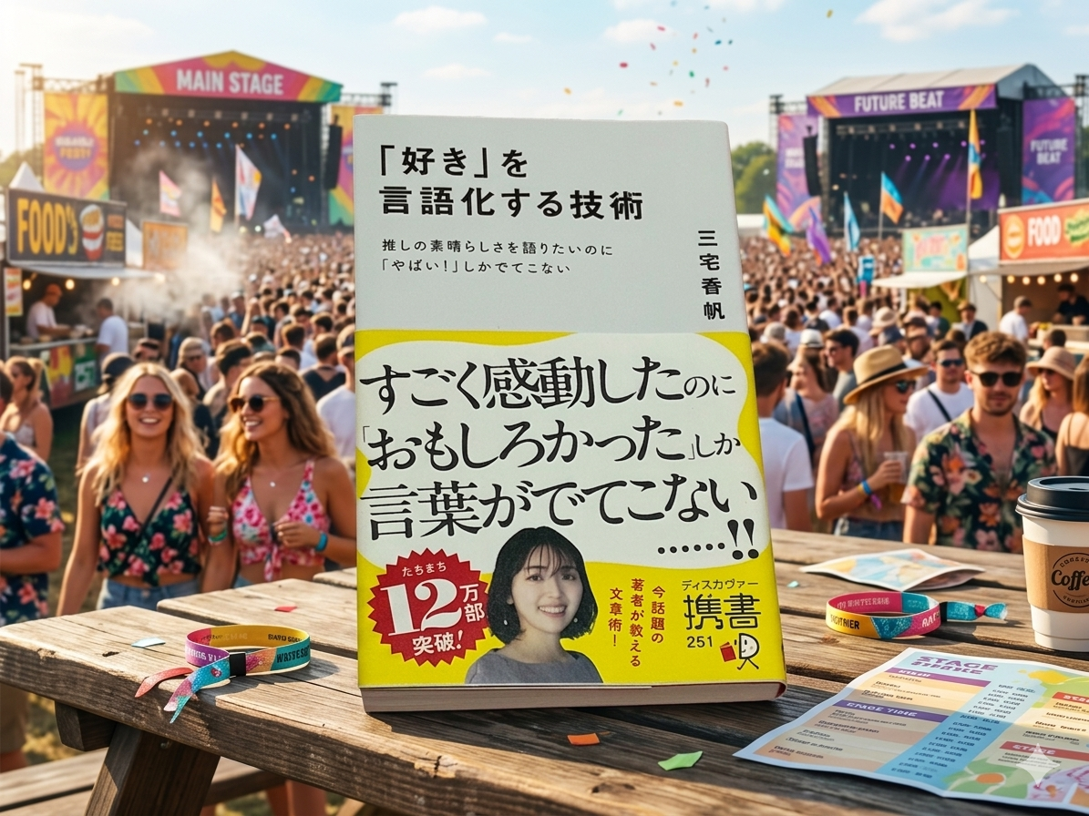 「好き」を言語化する技術　三宅香帆　文章術　表紙　好き　言語化　技術　一人で生き抜く　書籍　感情　AI　Gemini