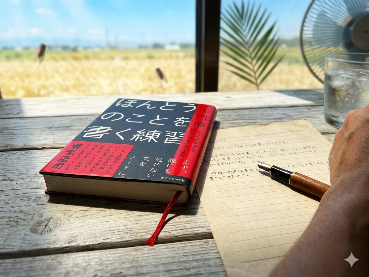 ほんとうのことを書く練習　土門蘭　文章術　表紙　書く　練習　一人で生き抜く　可視化　ノート　メモ　広告の裏　AI　Gemini