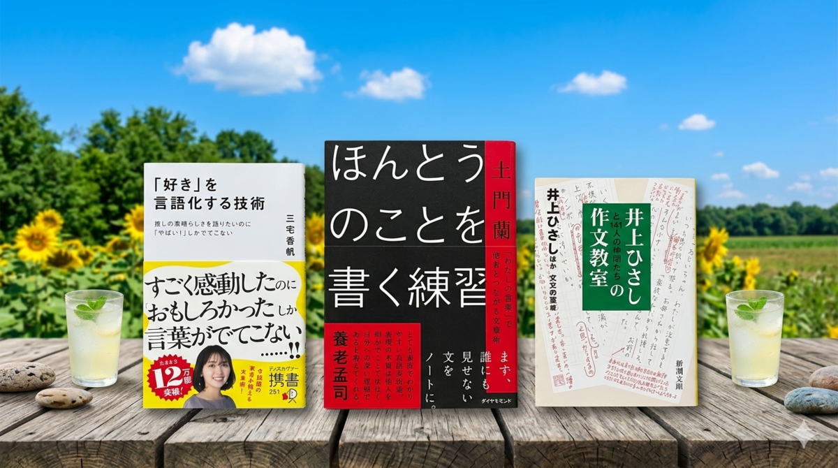三宅香帆　表紙　文章術　「好き」を言語化する技術　土門蘭　ほんとうのことを書く練習　井上ひさしと141人の仲間たちの作文教室　井上ひさし