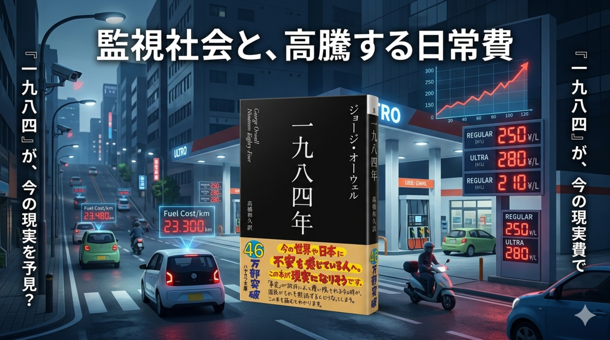 ジョージ・オーウェル　一九八四年　文学　表紙　小説　自由　行動　制限　世界情勢　経済　制約　Gemini　AI