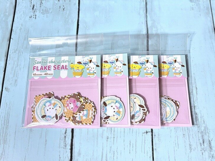 ダイソー サンリオのフレークシール サンリオキャラクターズ(アイスクリームパーラー)&times;4