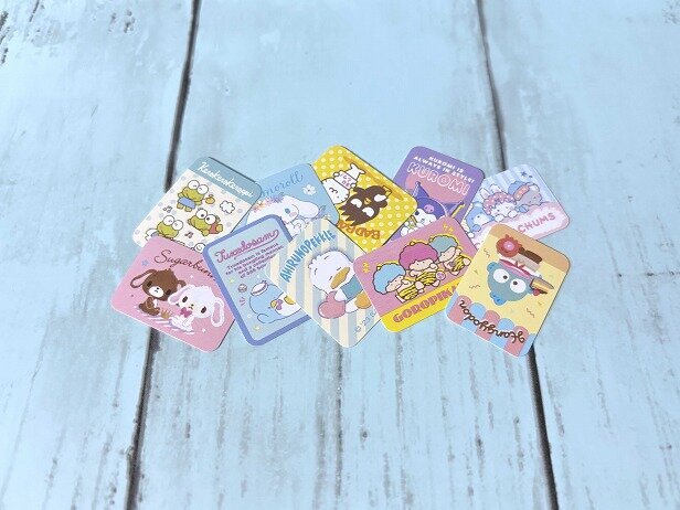 サンリオキャラクターズの角丸長方形のフレークシール&times;10種類