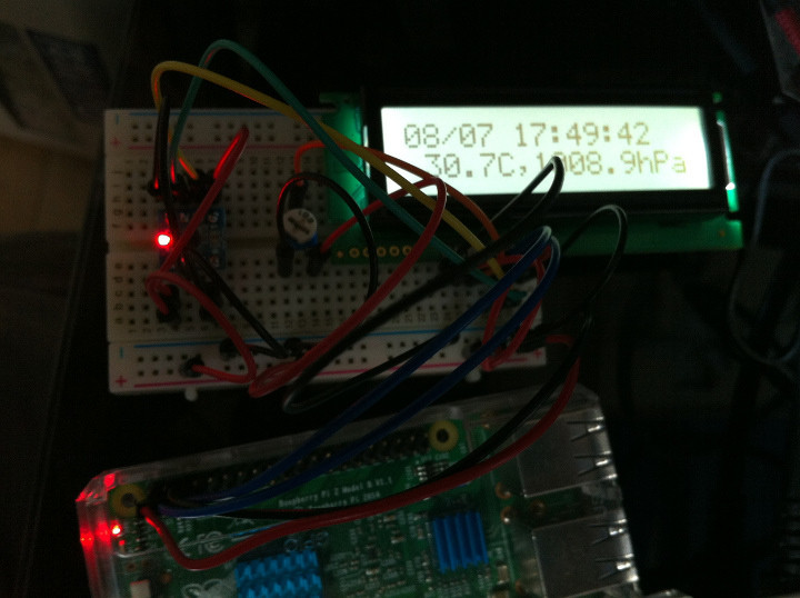 気圧センサーモジュールLPS25Hとキャラクター液晶モジュールACM1602NI（HD44780互換)をraspberry pi ...