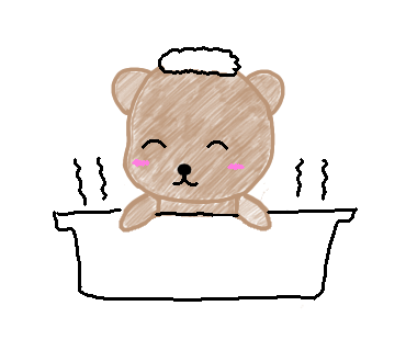 お風呂に入っているクマちゃん