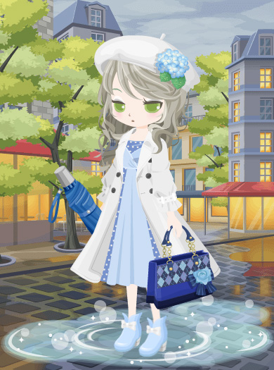 雨降る街を彩る紫陽花