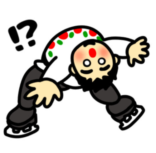 フィギュアスケートをする太った男性のイラスト