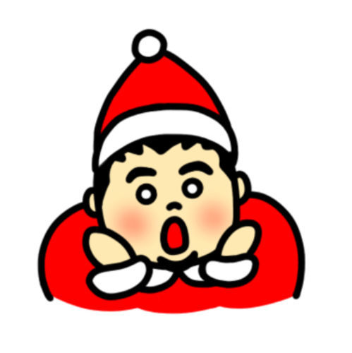 サンタクロース姿で驚くぽっちゃりガチムチ男性のLINEスタンプ