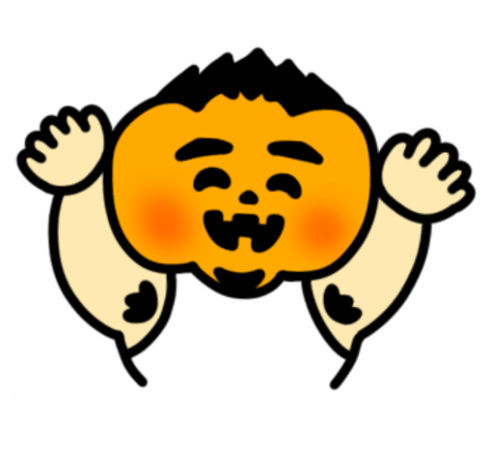 ハロウィンのかぼちゃのお化けコスプレをしたぽっちゃり男性