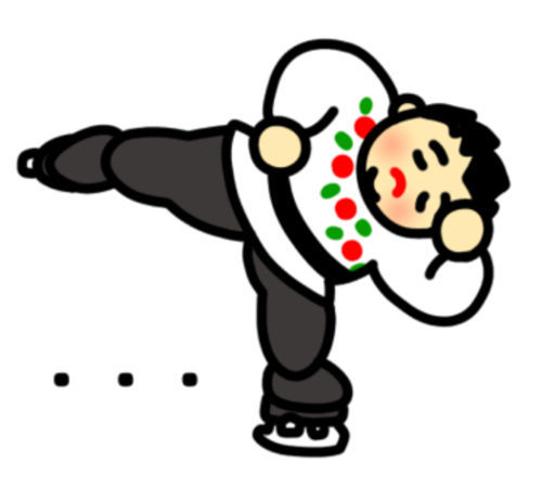 アイススケートをする太った男性のイラスト
