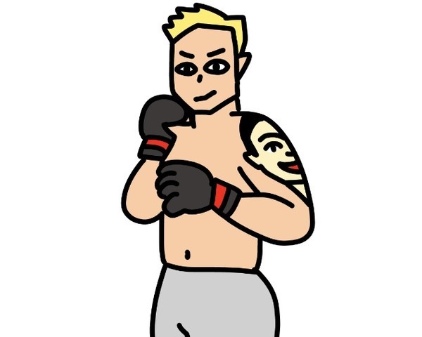 腕にタトゥーを入れている総合格闘家のイラスト