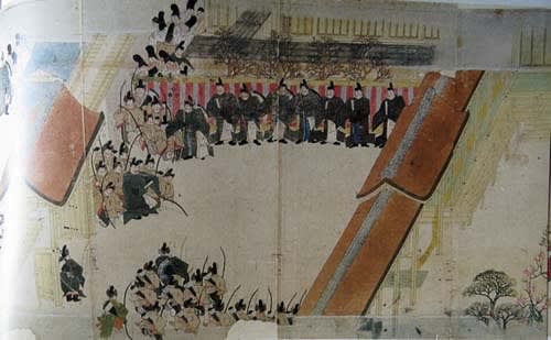 年中行事絵巻』日本絵巻大成 8-34 【巻四 射遣（いのこし）、賭弓