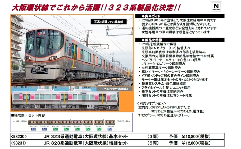 TOMIX 323系　3両セット　大阪環状線 TOMIX】323系 大阪環状線 2024年9月発売 | モケイテツ