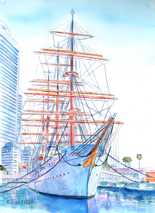 帆船の油絵 夕日に沈む船のオリジナル絵画 帆船の壁画 沿岸の