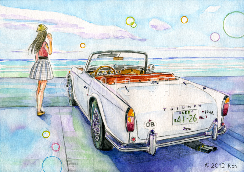 白いオープンカー