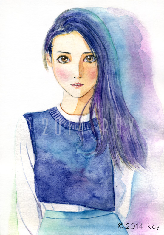 女性の水彩画