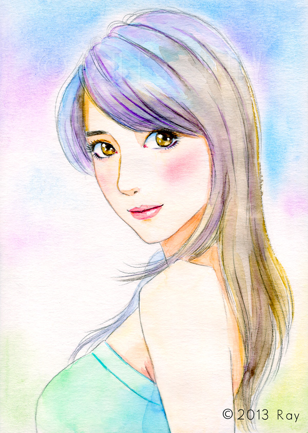 女性の上半身振り向きイラスト