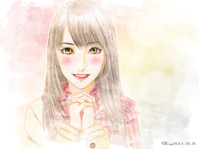 手を組む女性のイラスト