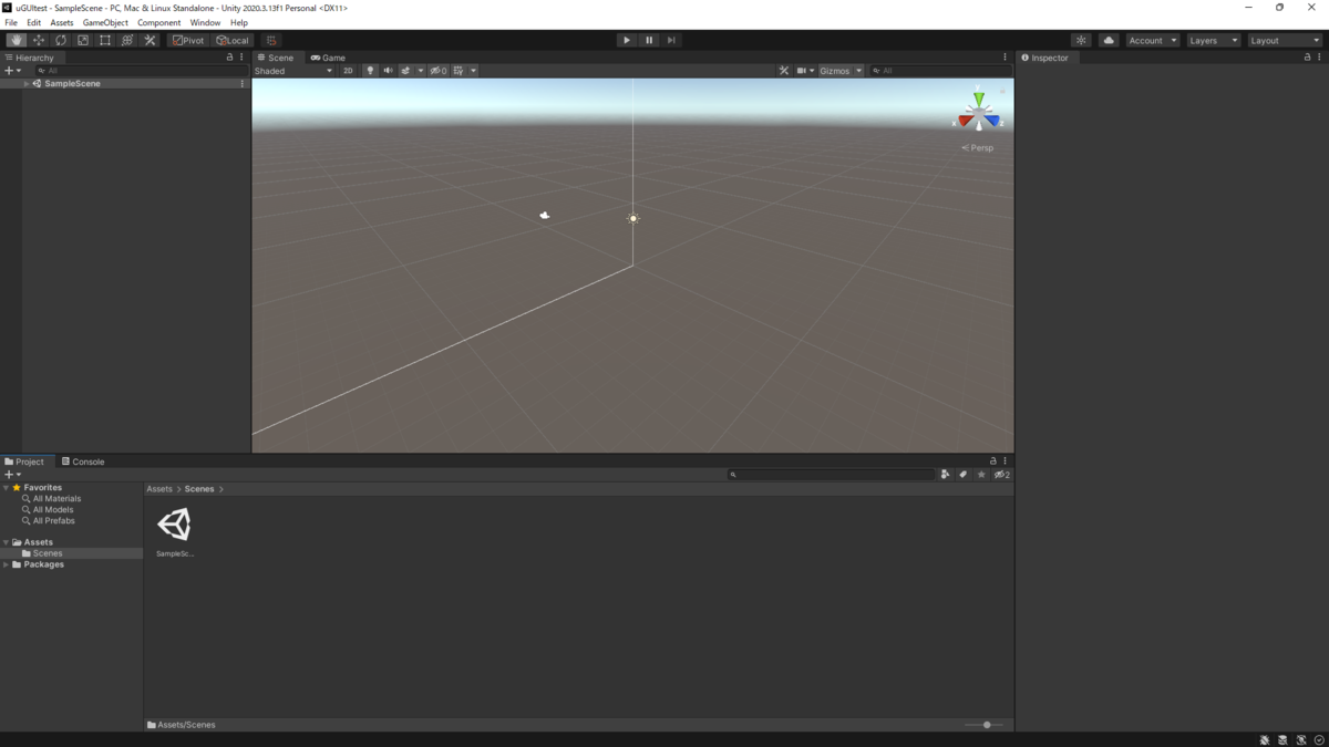 Unityの初期画面