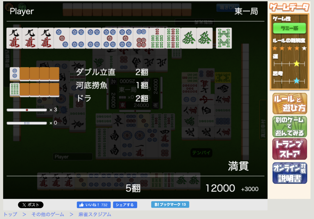 麻雀のベスト和了3 珍しいダブル立直編 - CFXD2635