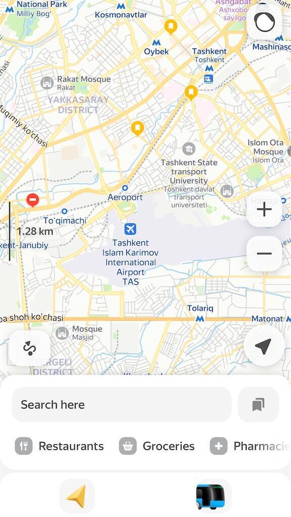 Yandex Mapの地図画面