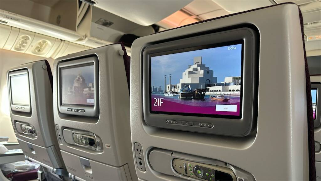 カタール航空　アテネ〜ドーハの機内