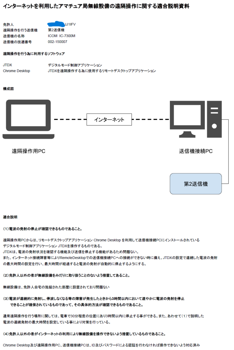※ プロフにお得情報記載様5/26まで取置き※ アマチュア無線局の遠隔操作に関する申請をしました - x-x-x