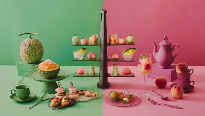 【ザ・サウザンド京都】桃とメロンのアフタヌーンティー。夏が旬の果実を散りばめたショートケーキやゼリーなど