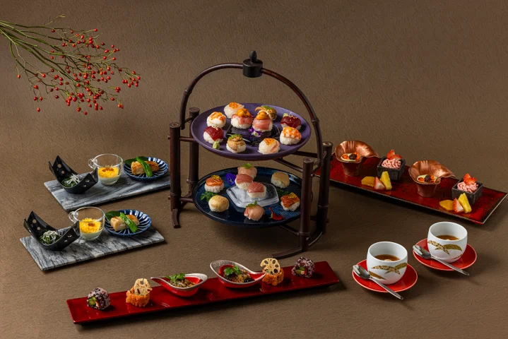 【ザ・プリンスギャラリー 東京紀尾井町】ジャパニーズ アフタヌーンティー～華凛～。手毬寿司をメインに、抹茶の杏仁豆腐やミニ大福など