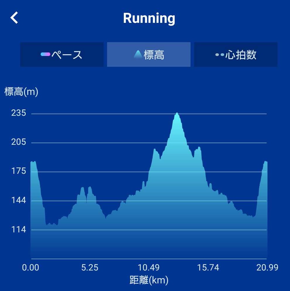 第52回奥久慈湯の里大子マラソン大会の高低差 第52回奥久慈湯の里大子マラソン大会の高低差