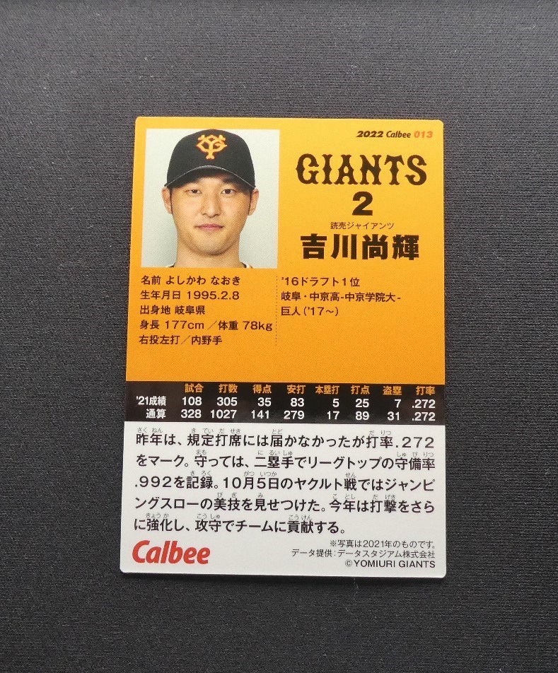 tigersfanfan　プロフ必読　 吉川尚輝 読売ジャイアンツ レギュラーカード プロ野球チップス