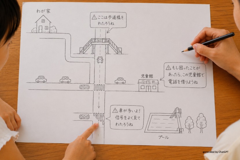 夏といえばプール！ 手書きの地図で安心して出発