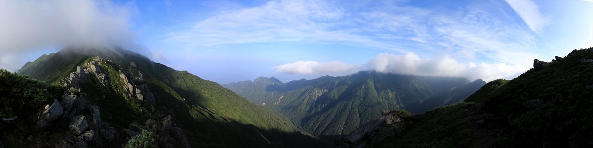 熊沢岳と三ノ沢岳の展望（大滝山）