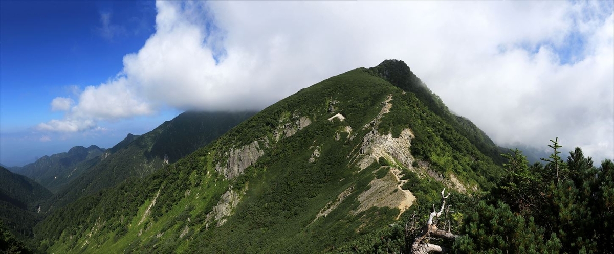 濁沢大峰の登山道と展望（中央アルプス）