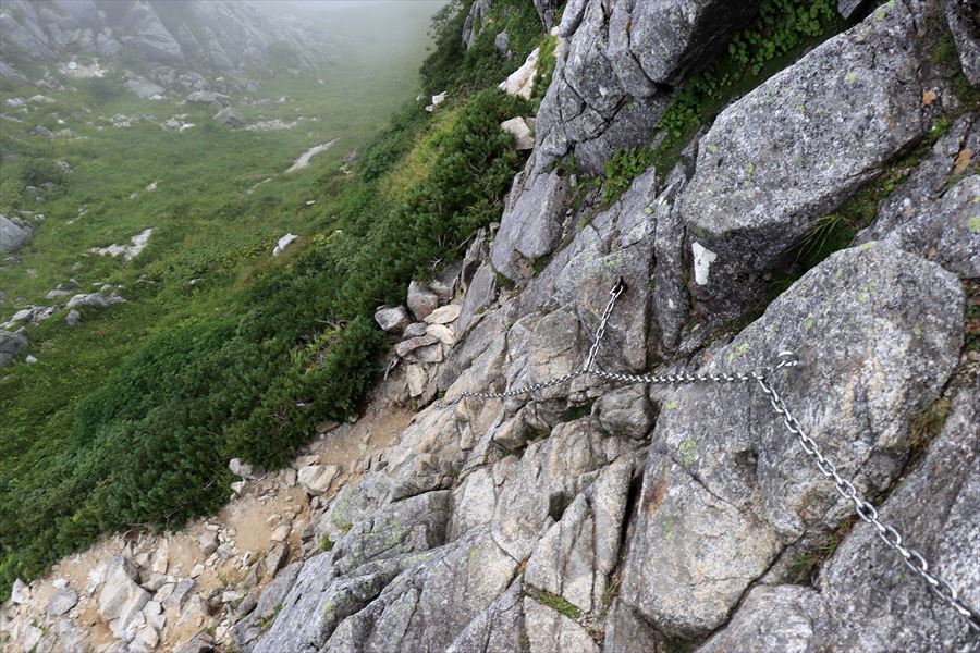 宝剣岳の難易度の低い岩場（中央アルプス）