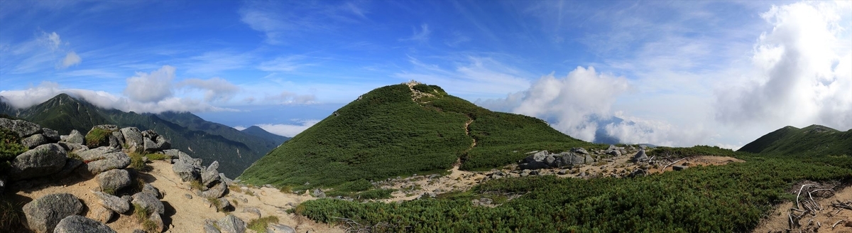 将棊頭山と登山道の展望