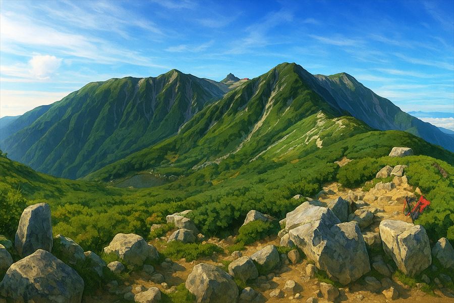 木曽駒ヶ岳の絶景のイラスト