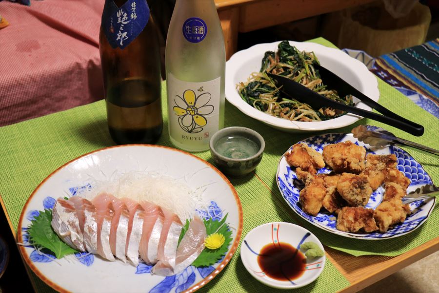 龍游 信濃錦 ヒラマサ 刺身 料理 食事 日本酒