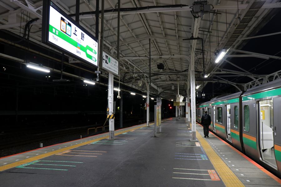 上野駅 ホーム 宇都宮線 駅名標 E231系